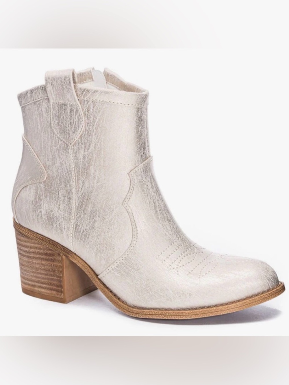 Dirty Laundry Unite Western Bootie Metallic Silver Boho Western 9.5 Side Zip - Picture 1 of 10